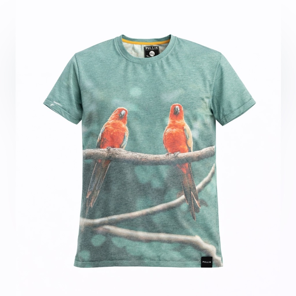 PULLIN Men’s Short Sleeve Macaws Parrots Lightweight T-shirt Size M​​​